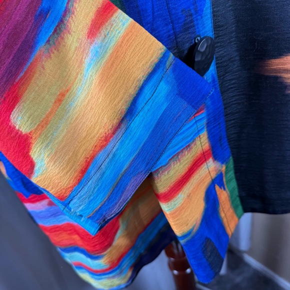 Ali Miles NWT Multicolor Abstract Print Jacket Large Black Buttons Size 1X Artsy - Picture 6 of 13